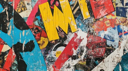Fototapeta premium Colorful Urban Collage of Street Art Posters