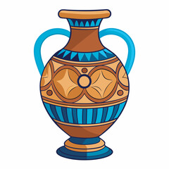 antique greek vase on white background