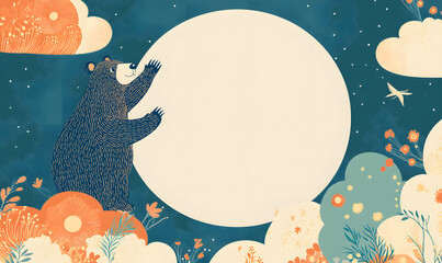 Fototapeta premium Cartoon Bears in Doodle 2D Illustrator Style, Designed for Posters, Tags, and Banners with Text Space