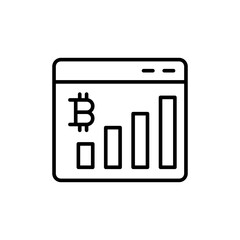 Bitcoin analytics outline icons, minimalist vector illustration ,simple transparent graphic element .Isolated on white background