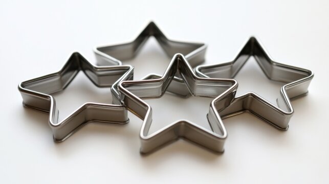 Metallic star shaped cookie cutters for baking and crafting projects National Cookie Cutter Day