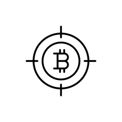 Bitcoin analytics outline icons, minimalist vector illustration ,simple transparent graphic element .Isolated on white background