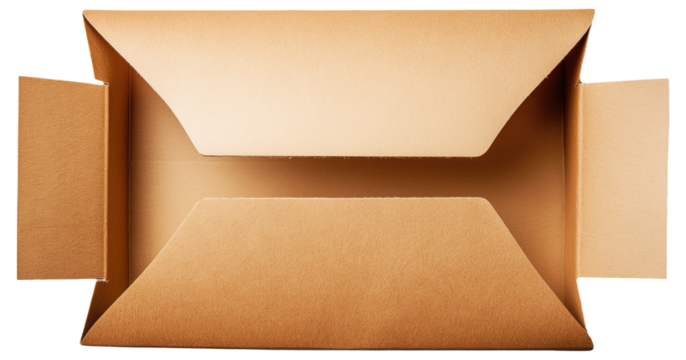 Open cardboard box viewed from above