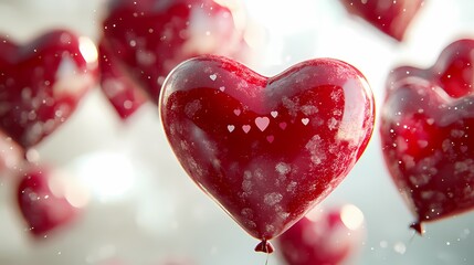 A set of red heart-shaped balloons