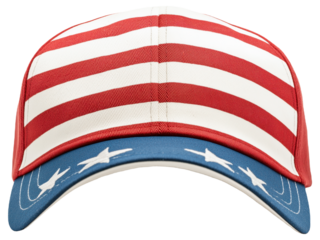 PNG Hat with red and white stripes and blue brim with stars
