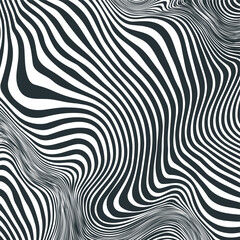 Illustration of zebra skin or striped texture with different wriggling shapes.