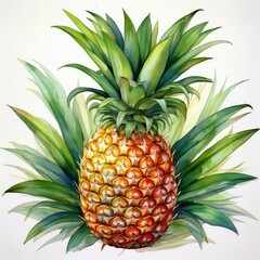 Fototapeta premium An incredibly vibrant watercolor illustration of a delightful pineapple, perfect for food blogs and organic packaging