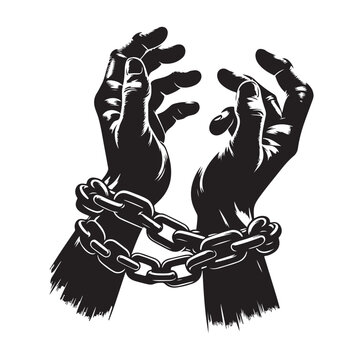 black hands chained, freedom concept clip art preview