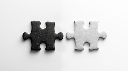 Fototapeta premium Opposite day concept using white and black puzzle pieces on a white background.