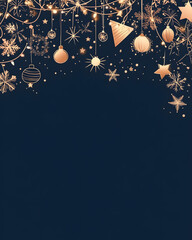 Luxurious Christmas new year card and Holiday Promotion Banner with Elegant Ornaments, for Tags, Posters, and Banners with Space for Text