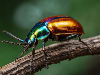 Fototapeta premium Vibrant Jewel Beetle Crawling on a Branch