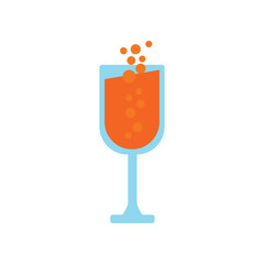 Sparkling Orange Drink in a Blue Glass Vector Illustration.