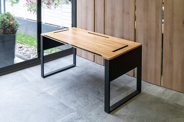 Director's office with large wooden table. Interior design