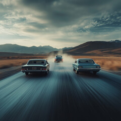 Fototapeta premium car driving on the road