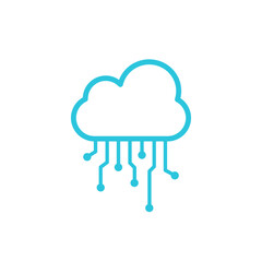 Modern technologies icon. Cloud and circuits. Isolated on white background. Blue icon set.