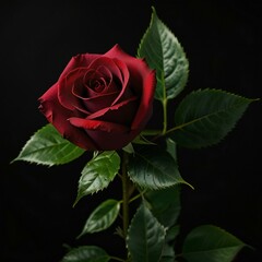 Fototapeta premium red rose on black background