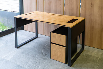 Director's office with large wooden table. Interior design