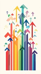 Rainbow Arrows: A vibrant and dynamic illustration featuring numerous arrows pointing upwards in a rainbow of colors, symbolizing growth, progress, and upward mobility.