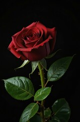 Naklejka premium red rose on black background