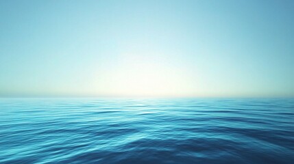Calming Blue Sky with Soft Gradient Above Tranquil Ocean Waves