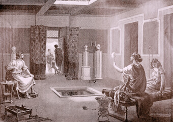 Interior of an old  Roman house, paint by M. Dovanston