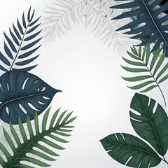Obraz premium Collection of tropical leaves, foliage plant in white color with space background. Abstract leaf decoration design .Exotic nature art