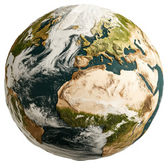 PNG Earth model with continents and clouds visible from space