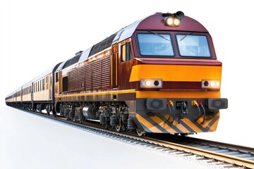 Obraz premium Train on railroad tracks with bright colors