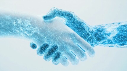 Abstract digital handshake, symbolizing connection and collaboration.