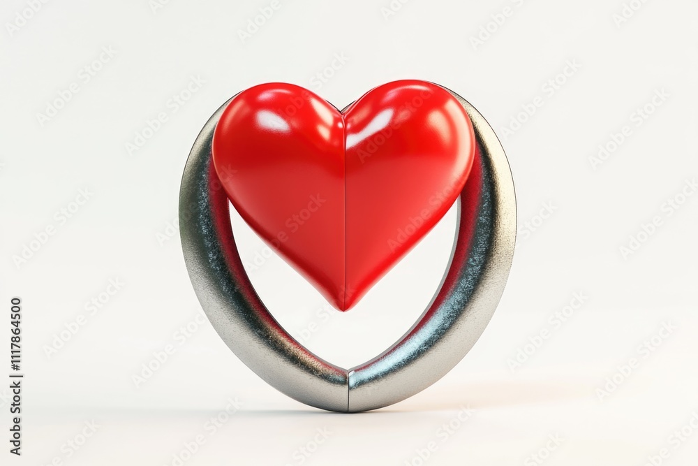 Poster a heart shaped object placed on a white background