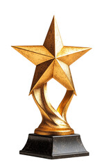 Golden star isolated on transparent background. Generative AI