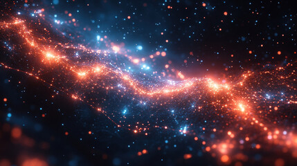 Obraz premium glowing digital network of interconnected nodes and lines