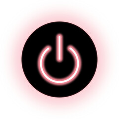 Neon power button sign for ui with pink colour | Glowing power button image with pink colour | power button Neon sign |Transparent power button sticker | power button button vector image png