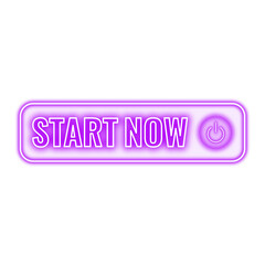 Neon start now sign for ui with purple colour | Glowing start now image purple colour | start now Neon sign |Transparent start now sticker | start now vector image png