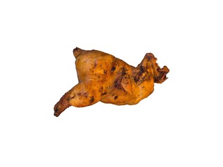 Grilled chicken isolated on white background. Roasted chicken. Healthy food concept. Thai street food