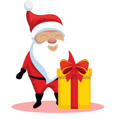 santa claus with gift box