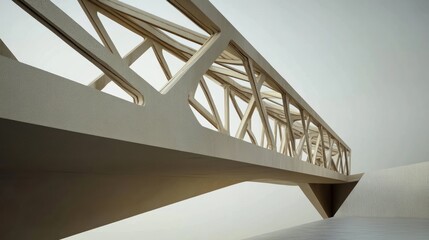 Fototapeta premium Modern Architectural Bridge Design: A Beige Concrete Structure