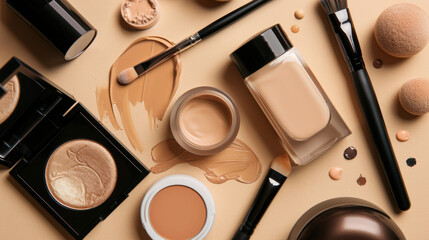 cosmetic beige application foundation