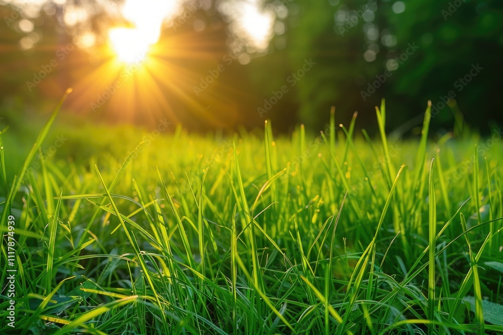 Aufkleber a field of tall grass illuminated by the warm glow of sunset