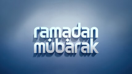 Fototapeta premium Ramadan Mubarak Typography Design with Islamic Calligraphy Crescent Moon Lanterns and Stars on a Festive Background for Celebrating the Holy Month of Ramadan Fasting, Prayer, and Eid al-Fitr Festival