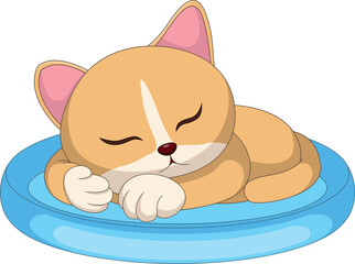cartoon cute cat sleeping