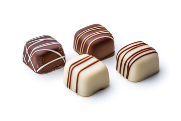 Fototapeta premium Chocolate truffles, pralines isolated on white background