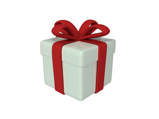 red white gift box with ribbon