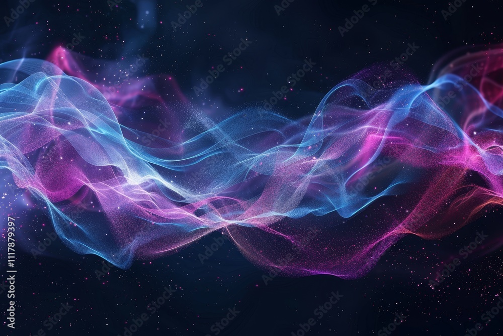 Poster abstract background featuring glowing lights and flowing waves, creating a vibrant and dynamic visua