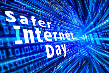 Text Safer Internet Day on abstract digital background