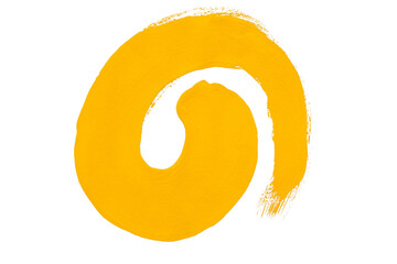  isolated Yellow brush strokes of paint on transparent background