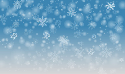 Snowfall And With Snowflake And Blue Background