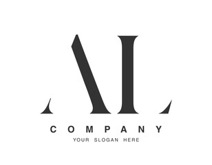 AL logo design. Initial letter a and l serif font style. Creative classic company name typography. Trendy logotype or identity.