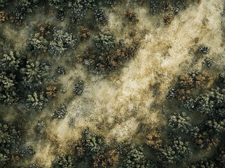 Aerial View of a Forest with Pine Trees. AI generated illustration