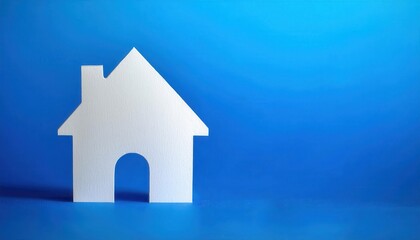 Minimalist White House Model on Vibrant Blue Background. Ideal for Real Estate, Homeownership, Mortgage, Investment, Architecture Concepts, or Modern Design Themes in Advertising and Branding